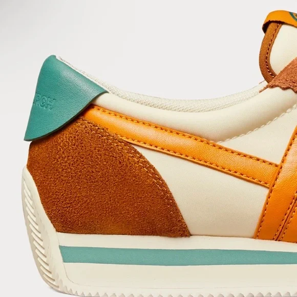 Tory Burch - Hank New Ivory / Orange Citrine / Bright Lago Low Top Sneakers - Picture 3 of 8